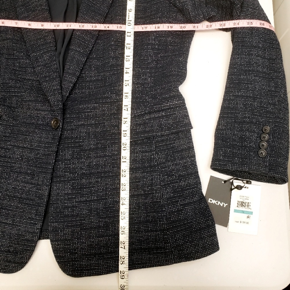 DKNY Essentials Long Sleeve Navy & White Single Button Fitted Blazer--NWT--16 - Picture 14 of 15